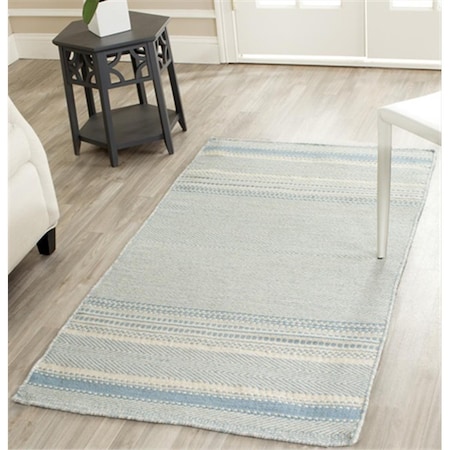 Safavieh 3 x 5 ft. Small Rectangle Contemporary Kilim Light Blue and Ivory Accent Rug KLM419A-3